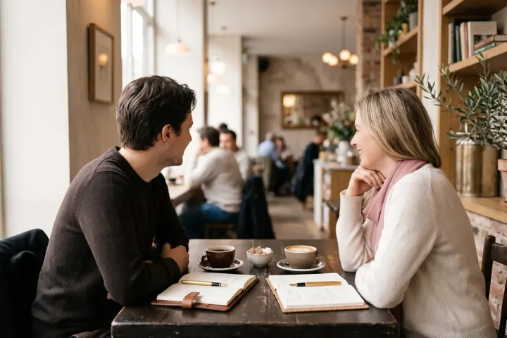 Échange chaleureux autour d'un café, partenariat de confiance